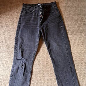 LOFT black destroyed crop jean